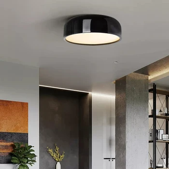 Потолочный светильник в Скандинавском стиле для спальни, светодиодный круглый железный потолочный светильник, Современные простые потолочные светильники для гостиной, Креативные светильники для кабинета на лестнице
