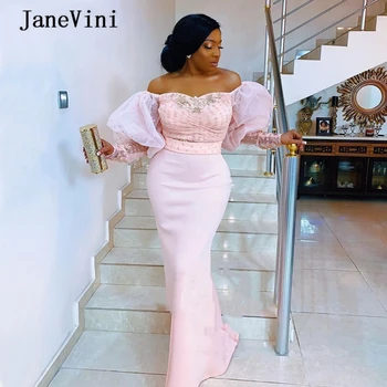 JaneVini Элегантные Светло-Розовые Длинные Платья Выпускного Вечера в Африканском стиле 
