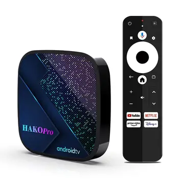 HAKO Pro Android TV Box Двухрежимный Wifi bluetooth V5.0 4 + 64G Amlogic S905Y4 Smart TV Caixa Android 11 Сертификация Google