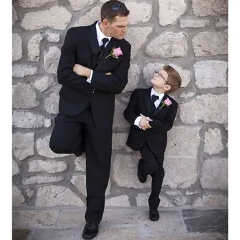 Классические Костюмы для мальчиков на свадьбу, Черный Торжественный костюм для мальчиков, Костюмы для мальчиков, Детский блейзер, Одежда 2023 (куртка + Брюки + жилет)