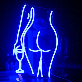 Сексуальная Леди Светодиодная Неоновая Вывеска Женская Синяя Светодиодная Неоновая вывеска для декора бара, домашнего декора комнаты, Барной вечеринки, Свадьбы, USB-декора стен