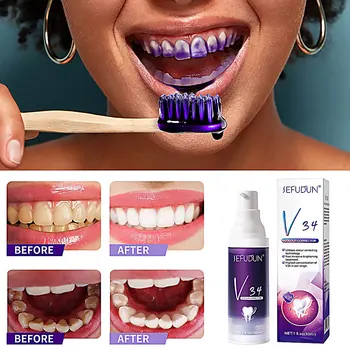 Зубная паста для коррекции цвета зубов V34, Отбеливающая Зубы, Уход за эмалью, Зубная Паста для Ремонта Зубов, Крем для зубов, Зубная Паста