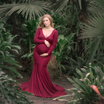 Вязаное платье из эластичной ткани для беременных для фотосессии, Необычный Реквизит для фотосессии, платье для беременных, костюм Плюс Размер, YEWEN
