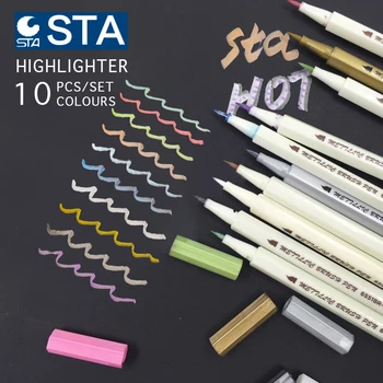 металлический маркер STA 10 цветов, набор для вырезок, поделки своими руками, кисть для изготовления открыток/круглая художественная ручка для рисования