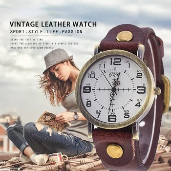 Винтажные часы-браслет из коровьей кожи, женские наручные часы, Повседневные роскошные кварцевые часы, хит продаж, CN (Origin)