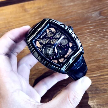 Механические спортивные мужские водонепроницаемые часы с дизайном в виде паутины, лучший бренд класса люкс, прозрачные механические спортивные мужские светящиеся часы