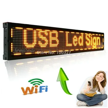 49x6,3 дюйма Янтарная wifi Программируемая светодиодная панель для бизнеса и магазина - желтое сообщение