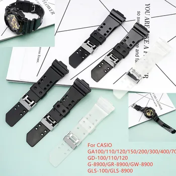 16 мм Резиновый ремешок из ТПУ для часов Casio G-Shock GA-100/110/120/150/400/700 GD-100/110/120 GW-8900 GLS-100, браслет из смолы