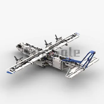 Moc-36862 Грузовой самолет с 4 двигателями, пропеллерный конвейер, строительные блоки, игрушки для вышивания Для взрослых, детей, мальчиков, девочек в возрасте от 12 +