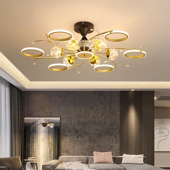 Люстра Светодиодная Художественная Подвесная Лампа Потолочный Вентилятор С Современным раскладыванием в спальне с управлением для гостиной ventiladores de techo