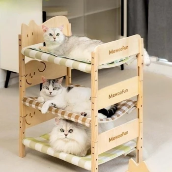 Деревянные кровати для домашних животных, летняя кровать для кошки, Гамак для котенка, Кровать для щенка и маленькой собаки из цельного дерева, Несколько кроватей могут быть сложены для многих кошек