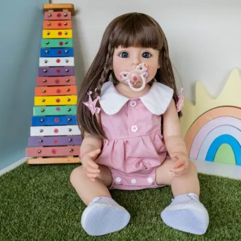 55 см; Сью-Сью Реборн для маленьких девочек; Силиконовая кукла принцессы с длинными волосами для детей; Детская игрушка