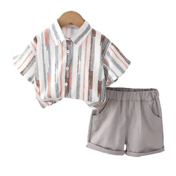 Новый летний костюм для малышей, модная рубашка для мальчиков, Шорты, 2 шт./компл., одежда для малышей, повседневный костюм для малышей, детская спортивная одежда