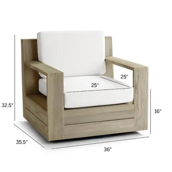 Современный дизайн, садовые наборы для патио, диван, деревянная мебель, вращающееся кресло для отдыха из тикового дерева