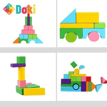 Детский деревянный строительный блок из необработанного дерева, собранные игрушки-пазлы, без краски, с крупными частицами, детские игрушки для детей 1-2-3 лет