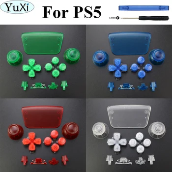 YuXi Замена DIY Прозрачная Кнопка Для PS5 Контроллера Thumb Sticks Аналоговые Кнопки Захвата Ремонтные Комплекты для PS5