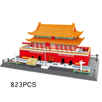 Всемирно известная китайская история Культурная архитектура строительный блок Пекин тяньаньмэнь Квадратная модель кирпича коллекция развивающих игрушек