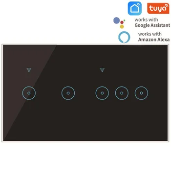 Умный Дом WiFi Smart Touch Switch 5 Банд, 90-240 В переменного тока Tuya/Ewelink WIFI Switch, Поддержка Голосового управления Alexa/Google Home