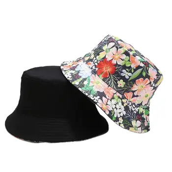 2023 Новая двусторонняя панама с цветочным узором, унисекс, клетчатая панама с хризантемой, женская солнцезащитная шляпа для путешествий, шапки с ромашками