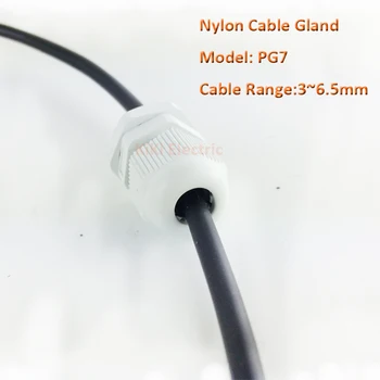 100 шт./лот, нейлон, Германия, стиль PG, серый или черный кабельный ввод для кабеля или провода 3-6,5 мм, IP68, водонепроницаемый