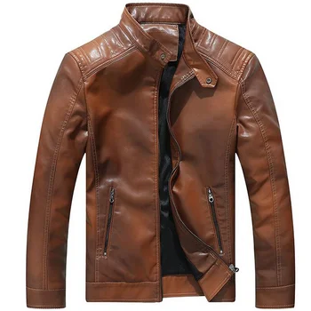 Кожаная куртка, мужские модные флисовые пальто со стоячим воротником, chaqueta cuero hombre, мужские повседневные мотоциклетные байкерские куртки из искусственной кожи