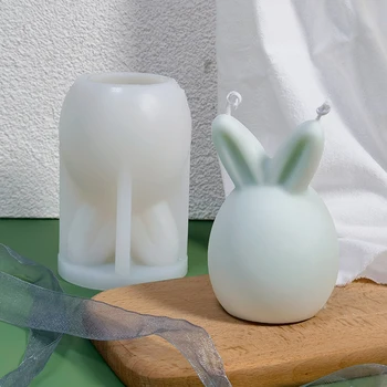 2ШТ Силиконовые формы для изготовления свечей с пасхальными кроликами, 3D Формы для свечей с пасхальным кроликом, форма для мыла, Силиконовая форма для выпечки, форма для кроличьего торта