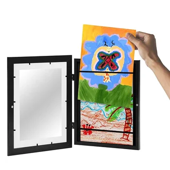 Проекты детских художественных рамок для творчества Детские Подарочные Художественные Откидные рамки С Магнитным открыванием Спереди Из Закаленного Стекла Для хранения Рисунков, картин
