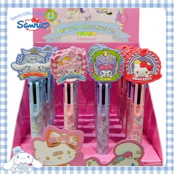 20 штук Sanrio Family, Шариковая ручка 6 цветов, Милая шариковая ручка Cinnamoroll Melody, Кавайная ручка для руководства, Школьные принадлежности Оптом