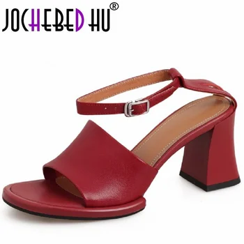 【JOCHEBED HU】Новое поступление, Модные туфли на высоком каблуке с шипами, женские босоножки из натуральной кожи с пряжкой, женские модельные туфли