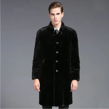 Зимняя мужская куртка, пальто из искусственного меха, ветровка с длинным рукавом, теплое пальто средней длины, зимнее пальто, Новая деловая куртка