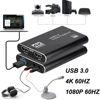 USB3.0 Видеосъемка 4k Петлевый Микрофон USB 3,0 1080P HDMI Аудио Карта Видеозахвата для игровой камеры PS4 Запись потокового ТВ-бокса в прямом эфире