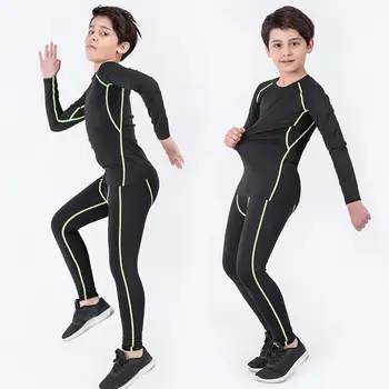 Зимний детский спортивный костюм, быстросохнущее термобелье для мальчиков и девочек, баскетбольная футбольная компрессионная спортивная одежда U1M9