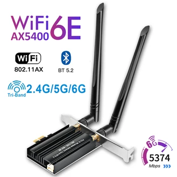 5400 Мбит/с Bluetooth 5,2 WiFi 6E Адаптер Беспроводной Сетевой карты Трехдиапазонный 2,4 G/5G/6GHz PCI Express Card 802.11AX Window 10 11 Для ПК