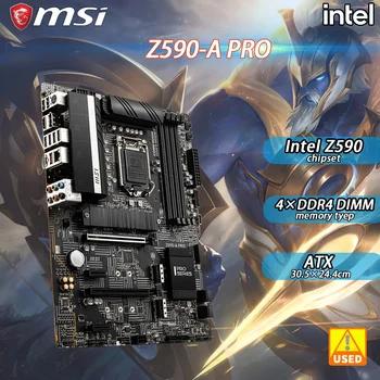 Материнская плата LGA 1200 MSI Z590-A PRO оснащена слотом для набора микросхем Intel Z590 LGA 1200 11-го поколения 4 × DDR4 128 ГБ PCI-E 4.0 3 × M.2 ATX