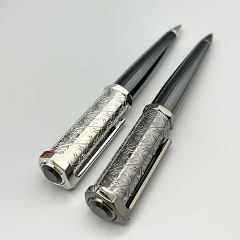 Шариковая ручка Santos-Dumont de Heptagon, Черная Бочка, Снежный Цветок, Роскошная серебряная отделка с серийным номером