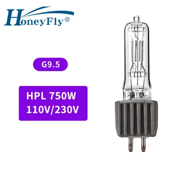 HoneyFly G9.5 Галогенная лампа С Радиатором 230 В 110 В 750 Вт HPL Капсула Прозрачная 20000ЛМ Сценическая Лампа Для Визуализации Теплый Белый