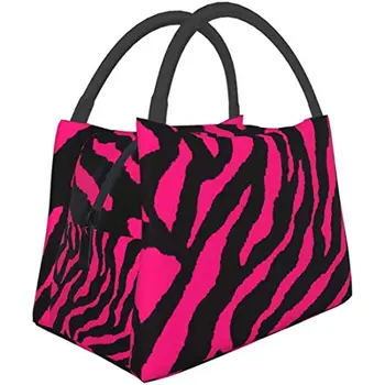 Портативная изолированная сумка для ланча, розовая, черная, Зебра, Водонепроницаемая сумка-бенто для офиса, школы, Пеших прогулок, пляжа, пикника, рыбалки