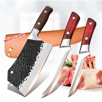 Нож Шеф-повара Для Разделки мяса, Кованые Кухонные Ножи С Пластиковой Ручкой, Мясницкие Ножи Для Измельчения Овощей, Рыбы, Мяса, Нож Для Нарезки Филе