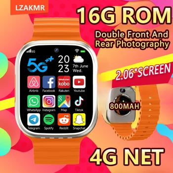 LZAKMR 4G Net 16G Rom Android GPS SIM Вызов 800 мАч Смарт-часы с двумя Фронтальными и Задними Камерами 24/7 Мониторинг сердечного ритма Мужские Умные Часы