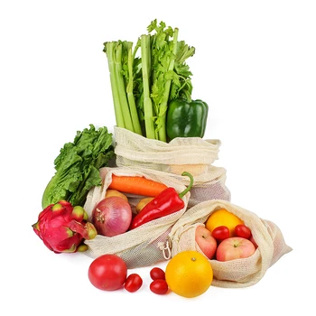 Сумка для фруктов 3 шт./компл., натуральная хлопковая сумка для овощей, сетчатая сумка для супермаркета, прямая продажа с фабрики, можно настроить