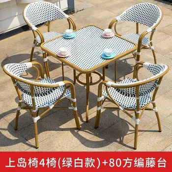 Уличные стулья из ротанга, внутренний двор, вилла с садом, журнальный столик для отдыха, балкон, столы и стулья в кофейне