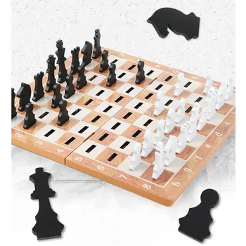Новейший набор деревянных вставных шахмат Портативная складная шахматная доска для детей Шахматные фигуры Настольные игры для путешествий подарки