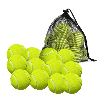 12 теннисных мячей в упаковке с сумкой для хранения - Высококачественный теннисный мяч с толстыми стенками - идеально подходит для тенниса и крикета
