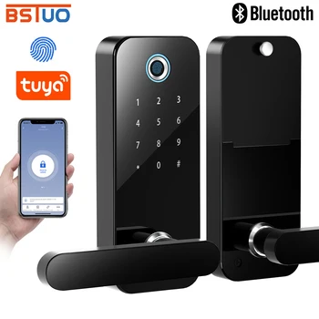Электронный умный дверной замок Tuya Bluetooth С биометрическим отпечатком пальца/паролем/разблокировкой ключа/Удаленная разблокировка приложения Tuya