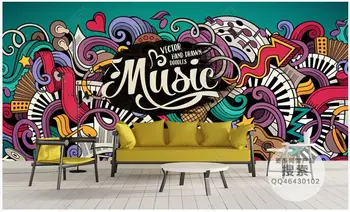 Изготовленная на заказ фреска на стену 3d фотообои Цветные граффити современная музыка домашний декор гостиная обои для стен 3 d в рулонах