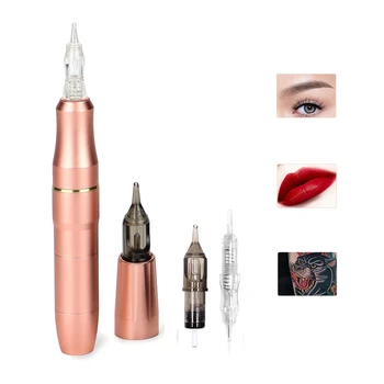 Новый Мощный тату-пистолет, машинная ручка для бровей, губ и кожи головы, машина для перманентного макияжа RCA с 2 головками