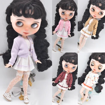 Модная одежда для куклы Blyth, фиолетовый шерстяной кардиган из трех предметов для игрушек Azone OB23 OB24, аксессуары для кукол