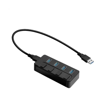 4 Порта USB3.0, концентратор, разветвитель, компьютер, мультиинтерфейсный разветвитель, USB-разветвитель, USB-зарядное устройство с независимым переключателем