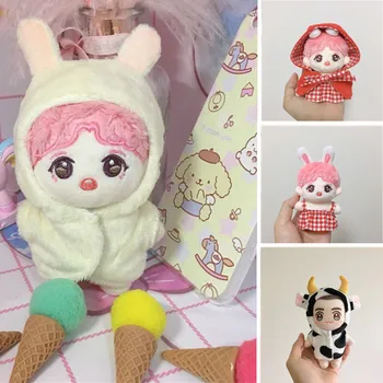 10 см хлопок мультфильм кукла одежда ручной работы коровьего молока комбинезон и красная клетчатая юбка в корейском популярный плюшевые игрушки куклы подарок, потому что сушилка