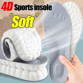 4D Ортопедические Стельки из латекса с эффектом памяти, Спортивные Стельки для обуви, подушка для подошвы, Дышащие Дезодорирующие Мягкие подушечки для обуви